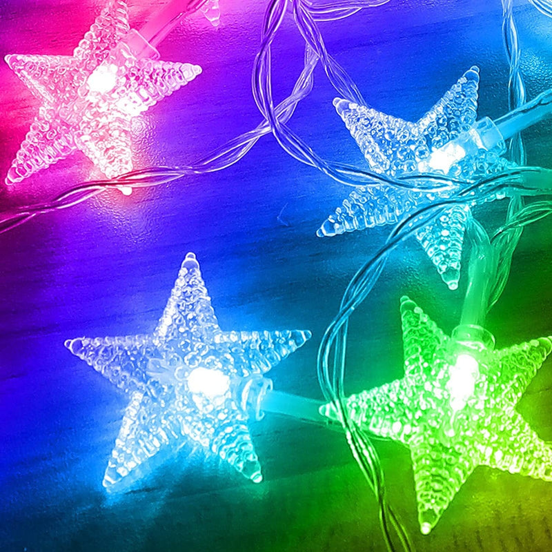 Echosari 13.2Ft 40 LED Battery Powered Fairy String Light,Five-Pointed Star String Lights for Chrismas, Party, Wedding, New Year, Garden Décor (Multi-Color)