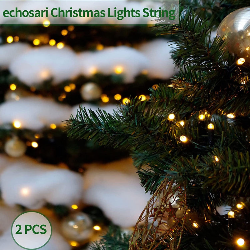 Echosari [2 Pack] Battery Operated Christmas Lights 16Ft Green Wire 50 LED Fairy String Light with Remote, Timer, 8 Modes, Dimmable for Indoor Outdoor Xmas Tree Wedding Party Decoration (Warm White) Home & Garden > Lighting > Light Ropes & Strings echosari   
