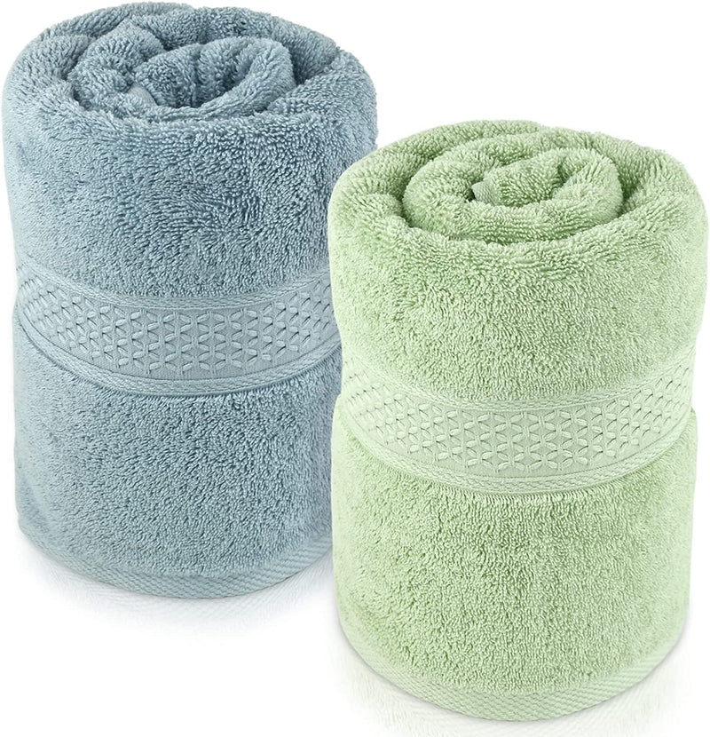 Cleanbear Bath Towels Soft Shower Towels Set of 2 with Assorted Colors 100% Cotton Bathroom Towels for Men and Women Quick Drying and Highly Absorbent 55 by 27 1/2 Inches (Coral & Light-Lilac) Home & Garden > Linens & Bedding > Towels Cleanbear Light-grey & Light-green  
