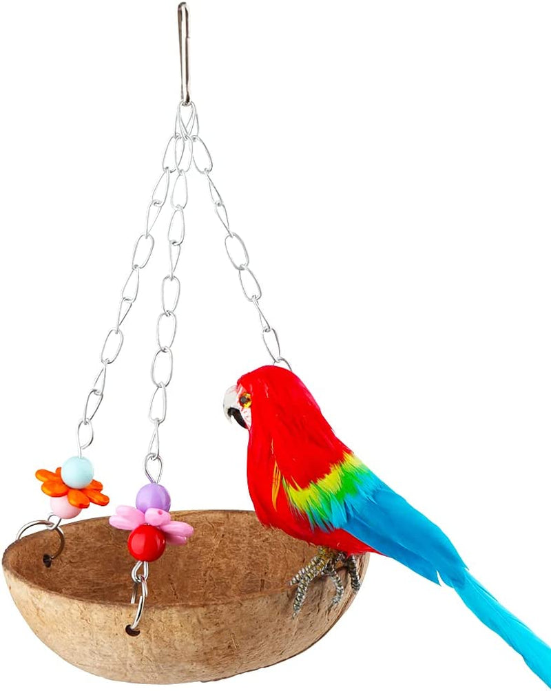 DQITJ Sugar Glider Swing Toy Bird Natural Coconut Shell Nest Cage Hanging Accessories for Sugar Glider Bird Parrot Animals & Pet Supplies > Pet Supplies > Bird Supplies > Bird Toys DQITJ   