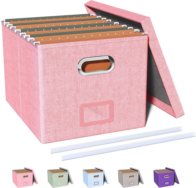 Oterri File Storage Organizer Box,Filing Box,Portable File Box with Lid,Fit for Letter/Legal File Folder Storage, Easy Slide Durable Hanging File Box for Office/Decor/Home,1 Pack,Gray-Box Only Home & Garden > Household Supplies > Storage & Organization Oterri New-pink 1 pack 
