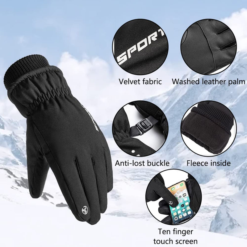 LIZHOUMIL Winter Gloves, Winter Warm Gloves Men Women Windproof Water Resistant Touchscreen Glove, Outdoor Hands Warmer Thermal Gloves for Driving Running Cycling Working Hiking - XL Sporting Goods > Outdoor Recreation > Boating & Water Sports > Swimming > Swim Gloves LIZHOUMIL   