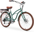 Sixthreezero Electric-Bicycles around the Block Women'S Ebike, 250/500 Watt Motor, 7-Speed Beach Cruiser Bicycle with Rear Rack, 26" Wheels, Multiple Colors Sporting Goods > Outdoor Recreation > Cycling > Bicycles sixthreezero Pine Melon Around the Block Ebike (Women's) 26" / 7-speed / 500 Watts