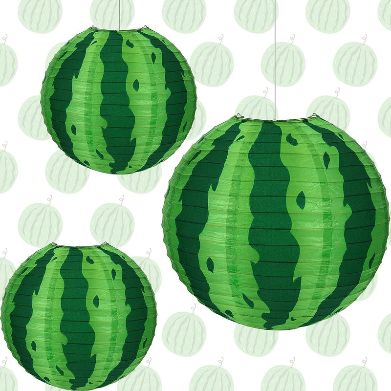 3 Pcs 12 Inch Watermelon Paper Lanterns Summer Tropical Hawaiian Luau Party Decorations Watermelon Party Supplies Watermelon Decorative Hanging Ornaments for Fruit Themed Party Summer Decoration  Hortsun   