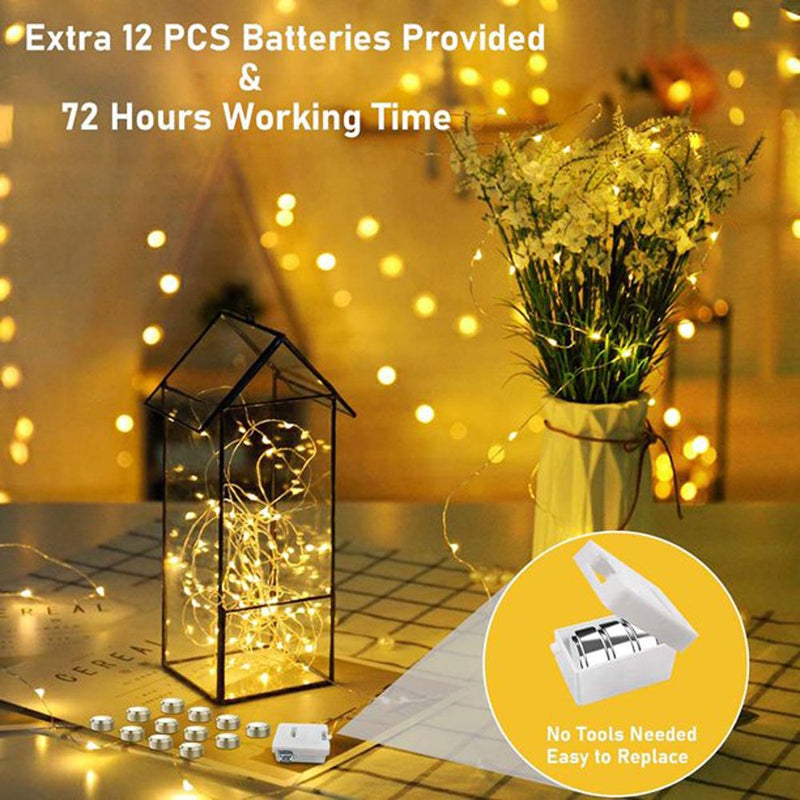 Ledander 20 Pack Battery Operated Fairy Lights,12 Extra Batteries for Replacement, 20 LED Lights 6.5Ft,Waterproof Copper Wire,Twinkling Firefly Lights for Valentine'S Day Wedding Party