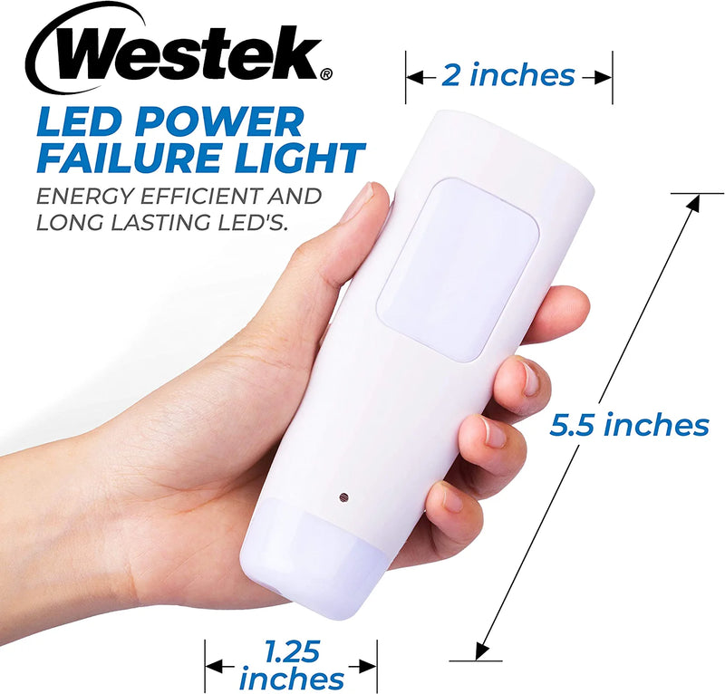 Westek LED Emergency Lights for Home Power Failure, 2 Pack - 3 Function Power Failure Light, Rechargeable Flashlight and Night Light - Must-Have for Snow Storms and Blackouts - NL-PWFL