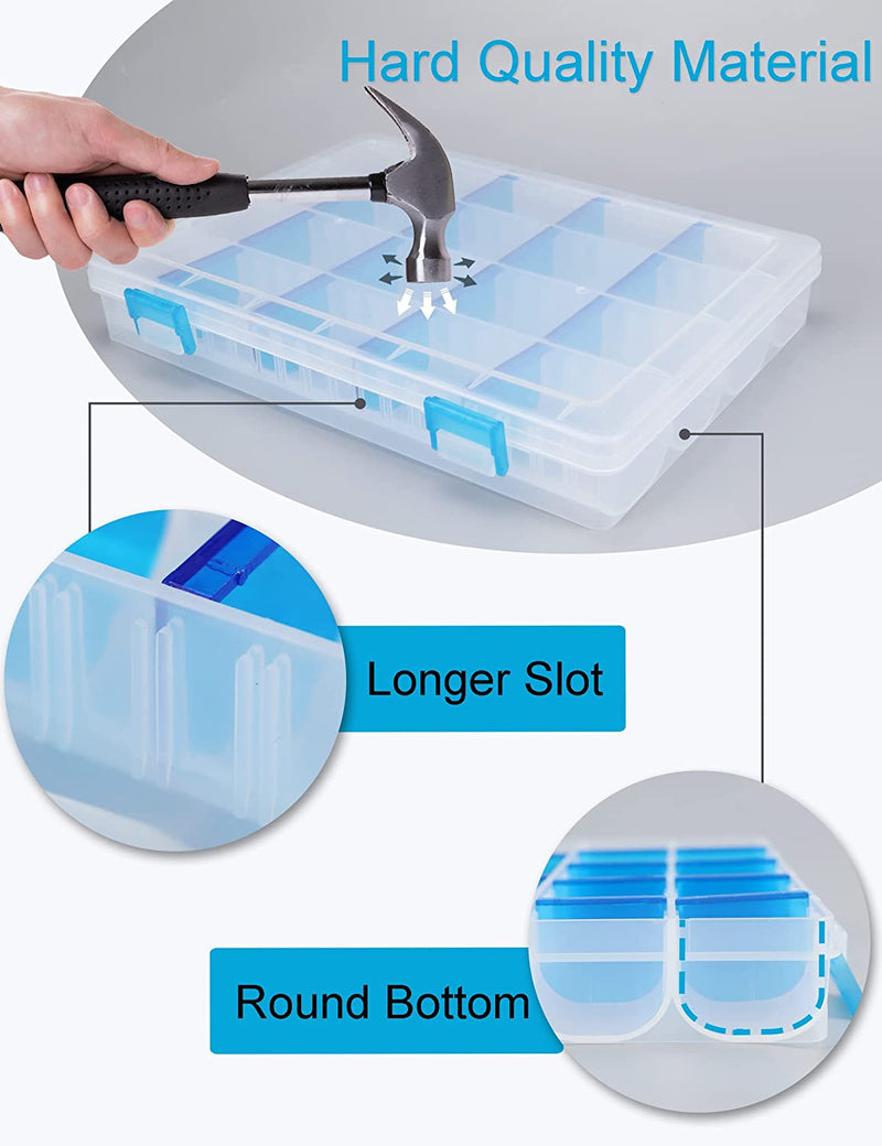 Beoccudo Tackle Box Beads Storage Organizer Clear Snackle Box Plastic Storage Container with Dividers Fishing Lure Boxes Tacklebox Sporting Goods > Outdoor Recreation > Fishing > Fishing Tackle Beoccudo   