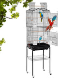 Bestpet Bird Cage Parakeet Cage 64 Inch Open Top Standing Parrot Cage Accessories with Rolling Stand for Medium Small Cockatiel Canary Parakeet Conure Finches Budgie Lovebirds Storage Shelf Animals & Pet Supplies > Pet Supplies > Bird Supplies > Bird Cages & Stands BestPet Black  