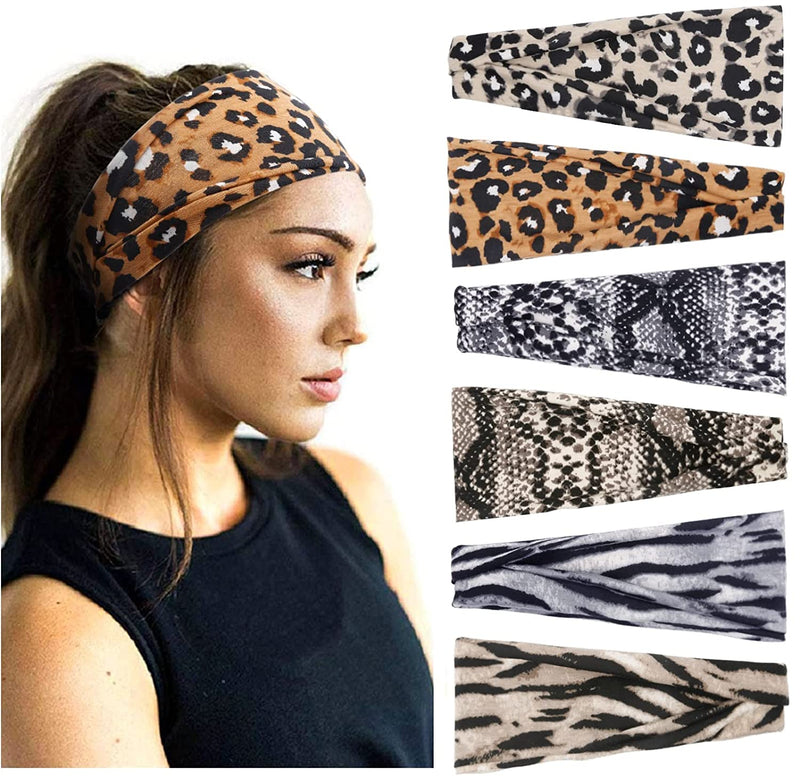 Huachi Workout Headband for Women Athletic Non Slip for Short Long Hair Yoga Running Sports Hair Bands Bandeau Headbands Sweat Hair Accessories 6 Pack Sporting Goods > Outdoor Recreation > Winter Sports & Activities Huachi Color Set 2  