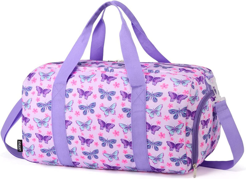 Duffle Bag for Girls,Ravuo Water Resistant Travel Overnight Weekend Bag Carry on Bag for Gym Sport Dance with Shoe Compartment and Wet Pocket Unicorn Home & Garden > Household Supplies > Storage & Organization RAVUO Butterfly  