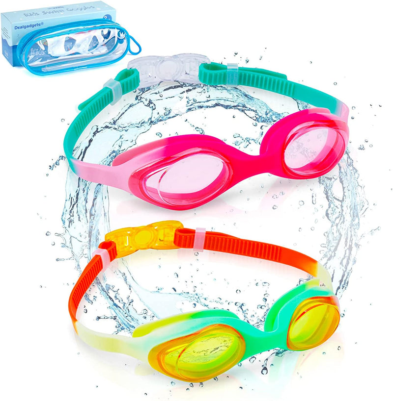 Kids Swim Goggles, 2 Packs Anti-Fog Leak Proof Kids Goggles, Anti-Uv Clear Vision, 3D Tight Fit Design with Soft Silicone, Suitable Swimming Goggles with Portable Case for Kids 6-14 Boys and Girls Sporting Goods > Outdoor Recreation > Boating & Water Sports > Swimming > Swim Goggles & Masks DEALGADGETS   