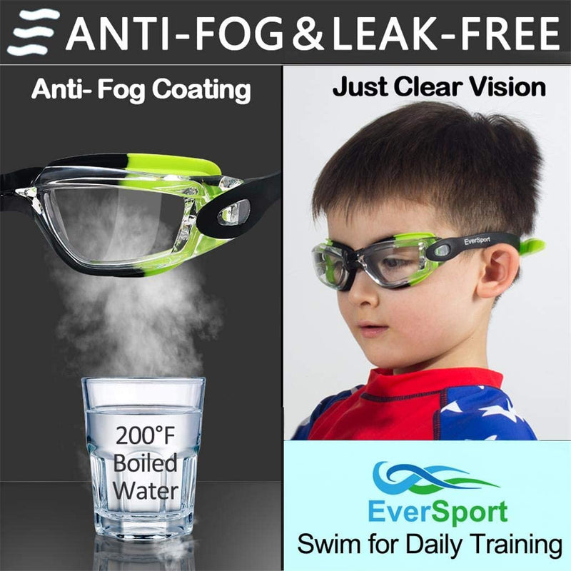 Kids Swim Goggles, Pack of 2 Swimming Goggles for Children Teens, Anti-Fog Anti-Uv Youth Swim Glasses Leak Proof for Age4-16 Sporting Goods > Outdoor Recreation > Boating & Water Sports > Swimming > Swim Goggles & Masks EverSport   