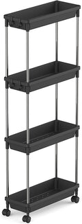 Lifewit Slim Storage Rolling Cart for Gap Narrow Space, 4 Tier Slide-Out Trolley Utility Rack Shelf Organizer with Wheels for Bathroom Kitchen Laundryroom Bedroom, Space-Saving Easy Assembly, White Home & Garden > Household Supplies > Storage & Organization Lifewit Black 15.4" x 6.3" x 39.3" 