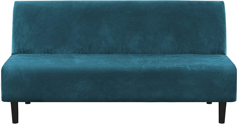 Real Velvet Futon Cover Armless Sofa Covers Sofa Bed Covers Stretch Futon Couch Cover Sofa Slipcover Furniture Protector Feature Thick Soft Cozy Velvet Fabric Form Fitted Stay in Place, Camel Home & Garden > Decor > Chair & Sofa Cushions H.VERSAILTEX Deep Teal  