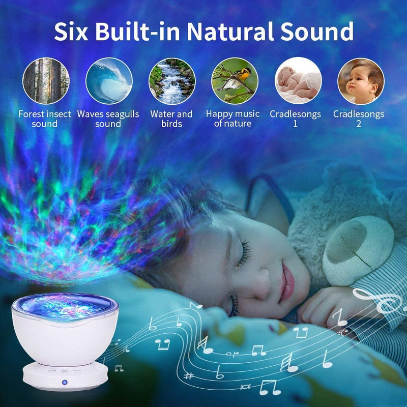 Ziziwin Ocean Wave Projector, 12 LED Remote Control Night Light Lamp Timer 8 Colors Changing LED Kids Night Light Projector Lamp for Baby Children Adult Bedroom Living Room and Party Decorations Home & Garden > Lighting > Night Lights & Ambient Lighting ziziwin   