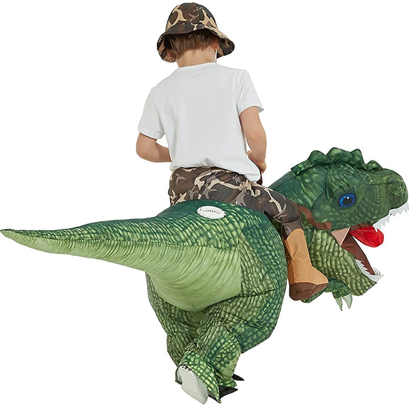 One Casa Inflatable Costume Dinosaur Riding T Rex Air Blow up Funny Party Halloween Costume for Kids  One Casa   