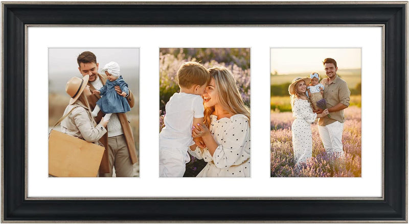 Golden State Art, 12X16 Collage Picture Frame - White Mat for 4-5X7 Photos - Real Glass - Landscape/Portrait Wall Display - Home Decor - Gift for Families, Students, Friends - Black Trim Gold Home & Garden > Decor > Picture Frames Golden State Art Antique Black Three 5x7 Openings 