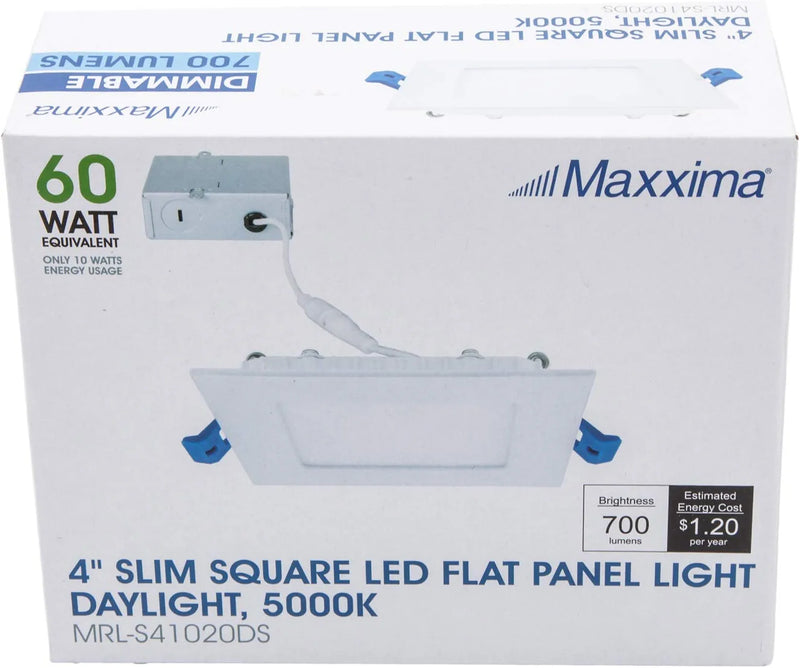 Maxxima 4 In. Slim LED Downlight Canless Square Dimmable 700 Lumens 5000K Daylight Junction Box Included Home & Garden > Lighting > Flood & Spot Lights Maxxima   