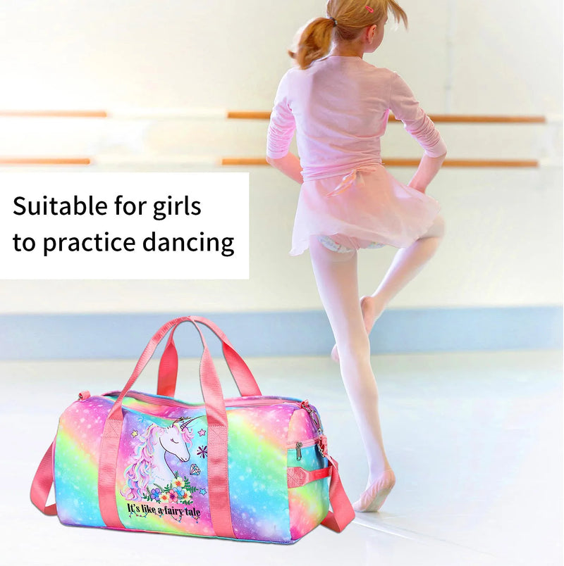 Duffle Bag for Girls Kids Gym Bag Women Workout Sports Travel Bag Weekender Overnight Bag with Shoe Compartment and Wet Pocket Home & Garden > Household Supplies > Storage & Organization BTOOP   