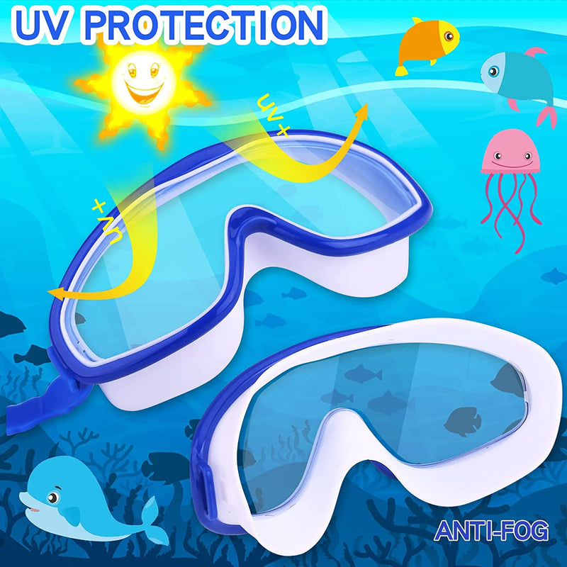 Swim Goggles for Kids 6-14, Kids Wide View Swimming Goggles with Nose Cover, anti Fog / UV No Leaking Waterproof Kids Goggles Sporting Goods > Outdoor Recreation > Boating & Water Sports > Swimming > Swim Goggles & Masks Reseldda   