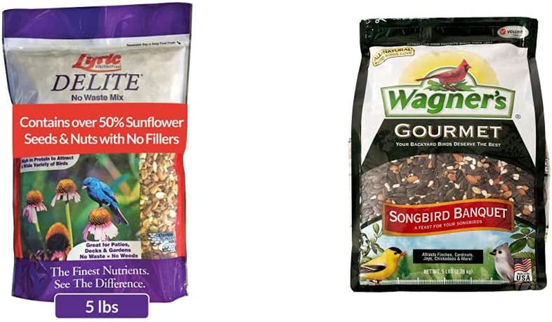 Lyric Delite Wild Bird Seed, No Waste Bird Food Mix with Shell-Free Nuts and Seeds, 5 Lb. Bag Animals & Pet Supplies > Pet Supplies > Bird Supplies > Bird Food Lebanon Seaboard Corporation Mix + Nut High Energy Food 5 lb. 