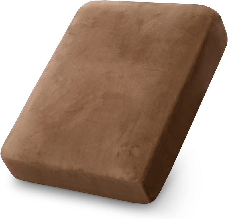 Stretch Velvet Couch Cushion Covers for Individual Cushions Sofa Cushion Covers Seat Cushion Covers, Thicker Bouncy with Elastic Edge Cover up to 10 Inch Thickness Cushions (1 Piece, Brown) Home & Garden > Decor > Chair & Sofa Cushions PrinceDeco Camel 1 