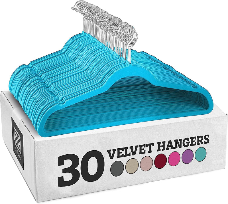 Zober Velvet Hangers 50 Pack - Black Hangers for Coats, Pants & Dress Clothes - Non Slip Clothes Hanger Set W/ 360 Degree Swivel, Holds up to 10 Lbs - Strong Felt Hangers for Clothing Sporting Goods > Outdoor Recreation > Fishing > Fishing Rods ZOBER Turquoise 30 Pack 