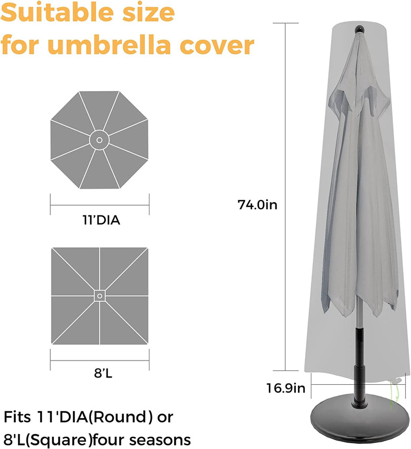 REDRICH Patio Umbrella Cover - Waterproof Patio Parasol Covers with Zipper for 7Ft to 11Ft Outdoor Umbrellas Black Sporting Goods > Outdoor Recreation > Fishing > Fishing Rods REDRICH   
