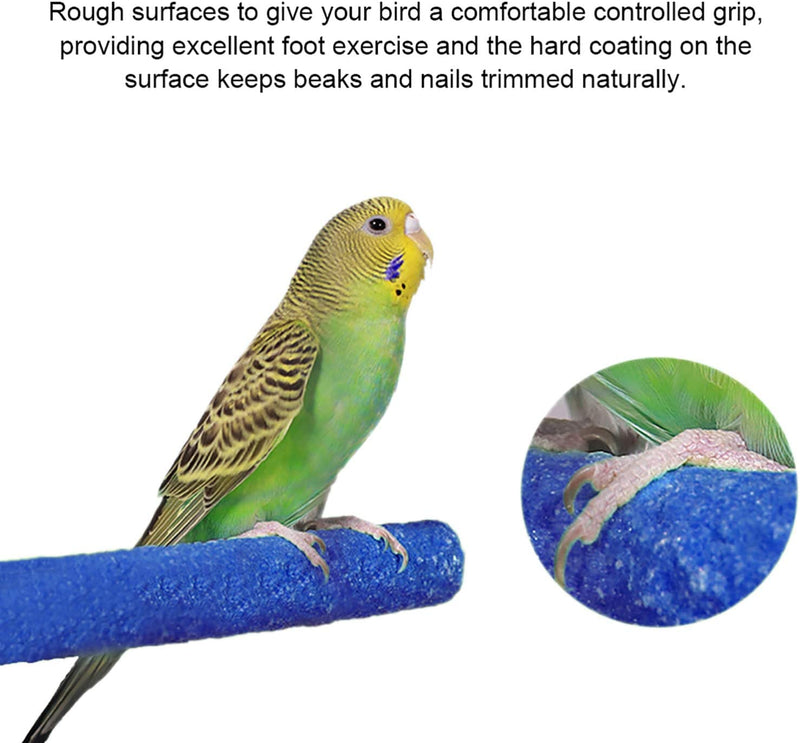 Petsvv 4 PCS Bird Perch Stand Toy, Wood Parrot Perch Stand Platform Paw Grinding Stick, Cage Accessories Exercise Toys Budgies Parakeet Cockatiel Conure Hamster Gerbil Rat Mouse