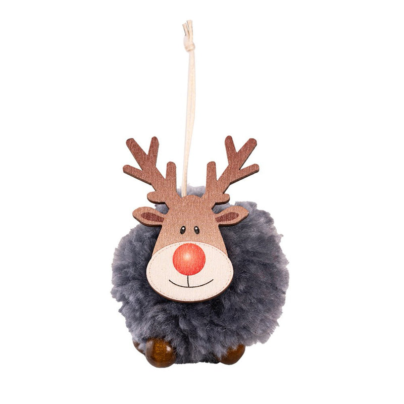 Mightlink Christmas Tree Pendant Large Plush Cute Fluffy Gifts Festival Decoration Holiday Props Xmas Sherpa Ball Elk Pendant Party Supplies Home & Garden > Decor > Seasonal & Holiday Decorations& Garden > Decor > Seasonal & Holiday Decorations mightlink Gray  