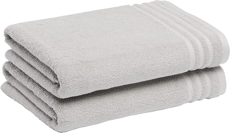 Cotton Bath Towels, Made with 30% Recycled Cotton Content - 2-Pack, White Home & Garden > Linens & Bedding > Towels KOL DEALS Light Grey Bath Towels 