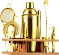 Soing 11-Piece Gold Bartender Kit,Perfect Home Cocktail Shaker Set for Drink Mixing,Stainless Steel Bar Tools with Stand,Velvet Carry Bag & Cocktail Recipes Cards (Gold) Home & Garden > Kitchen & Dining > Barware SOING Gold  
