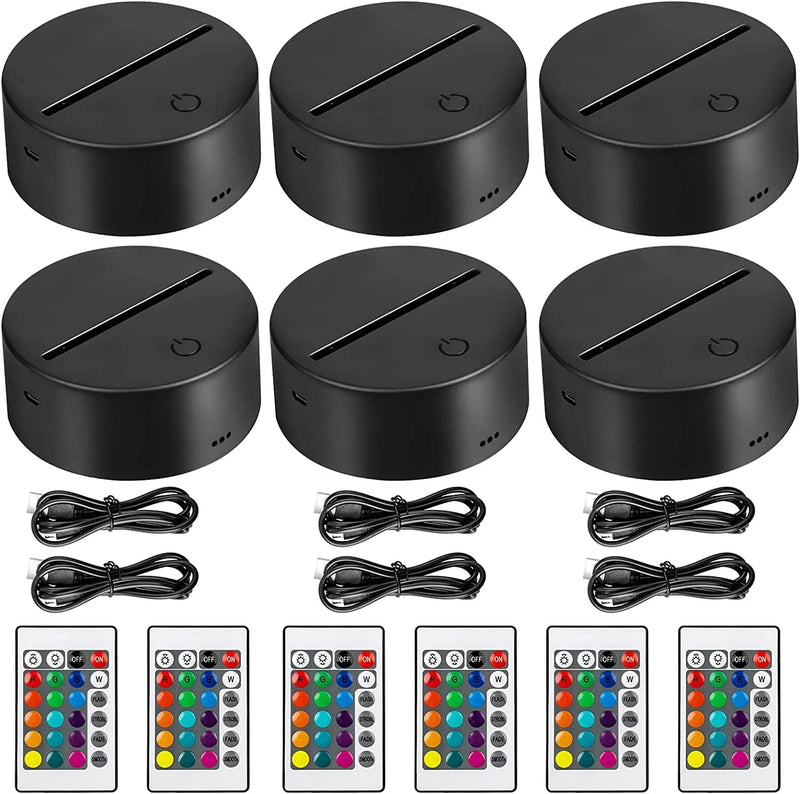 Eeekit 6 Pack 3D Night LED Light Lamp Base + Remote Control + USB Cable, 16 Colors Light Show Display Stand for Acrylic, Decorative Lights for Room Shop Restaurant (Black) Home & Garden > Lighting > Night Lights & Ambient Lighting EEEKit 6 Pack Black  