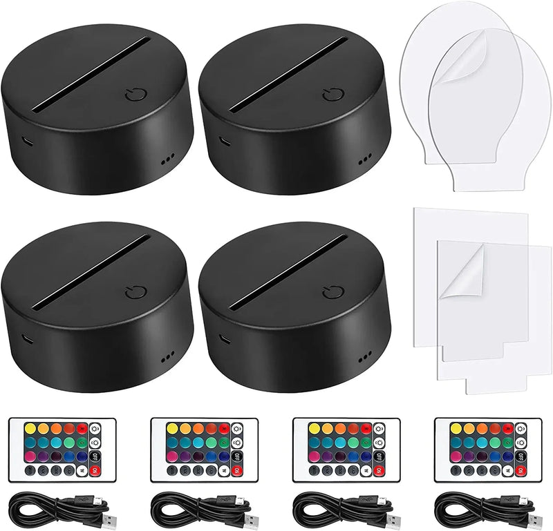 Eeekit 6 Pack 3D Night LED Light Lamp Base + Remote Control + USB Cable, 16 Colors Light Show Display Stand for Acrylic, Decorative Lights for Room Shop Restaurant (Black) Home & Garden > Lighting > Night Lights & Ambient Lighting EEEKit 4 Pack Black With Sheet  