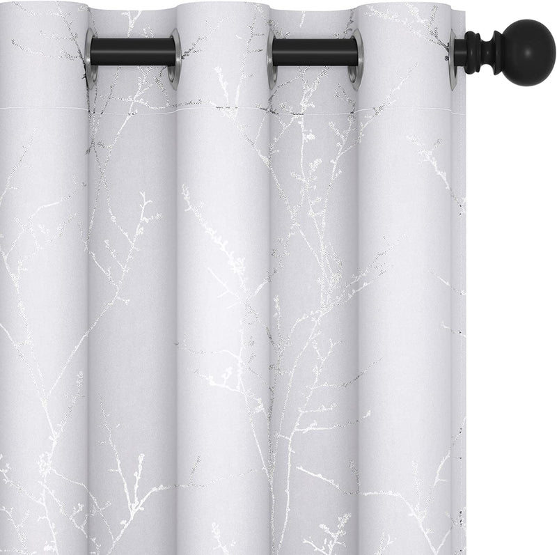 Deconovo Thermal Blackout Curtains for Bedroom and Living Room, 84 Inches Long, Light Blocking Drapes, 2 Panels with Tree Branches Design - 52W X 84L Inch, Beige, Set of 2 Panels Home & Garden > Decor > Window Treatments > Curtains & Drapes Deconovo Greyish White 42W x 84L Inch 
