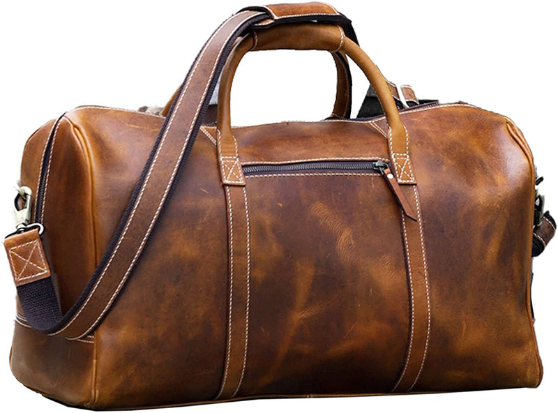 Komalc Leather Duffel Bags for Men and Women Full Grain Leather Travel Overnight Weekend Leather Bags Sports Gym Duffel for Men (20 Inch) Home & Garden > Household Supplies > Storage & Organization KomalC 20 Inch  