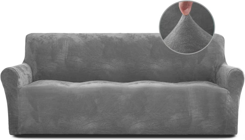 RHF Velvet-Sofa Slipcover, Stretch Couch Covers for 3 Cushion Couch-Couch Covers for Sofa-Sofa Covers for Living Room,Couch Covers for Dogs, Sofa Slipcover,Couch Slipcover(Beige-Sofa)