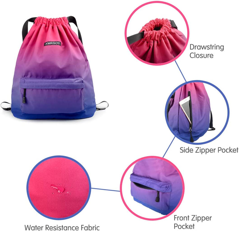 Gym Drawstring Backpack Water Resistant String Bag Nylon Cinch Sport Bag Sackpack Home & Garden > Household Supplies > Storage & Organization XMRSOY   