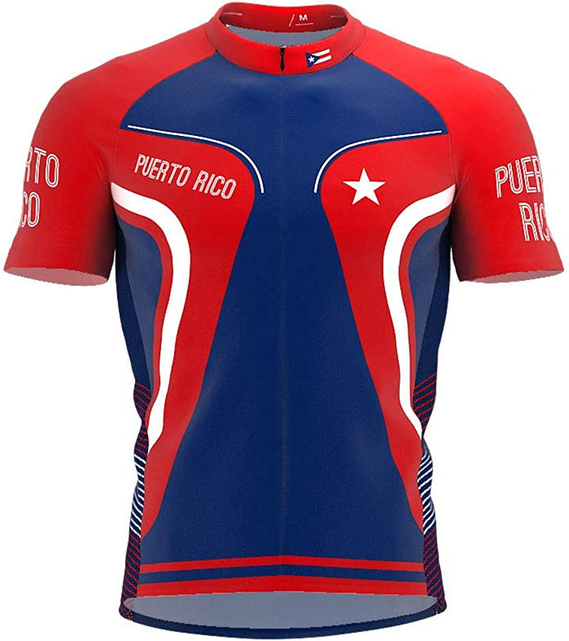 Puerto Rico Bike Short Sleeve Cycling Jersey for Men Sporting Goods > Outdoor Recreation > Cycling > Cycling Apparel & Accessories ScudoPro X-Small  