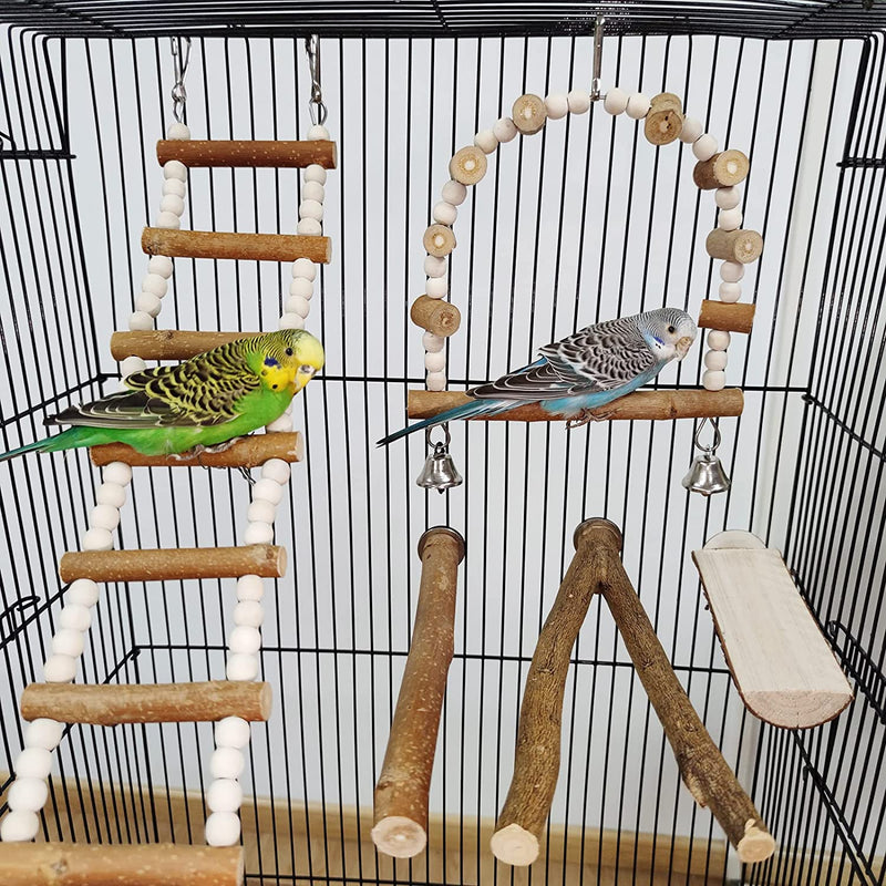 Luonfels Bird Perches Parakeet Cockatiel Toys, Large Ladder Birds Cage Accessories, Swing Platform for Parrot Parrotlets Budgies Pack of 5 Animals & Pet Supplies > Pet Supplies > Bird Supplies Luonfels   