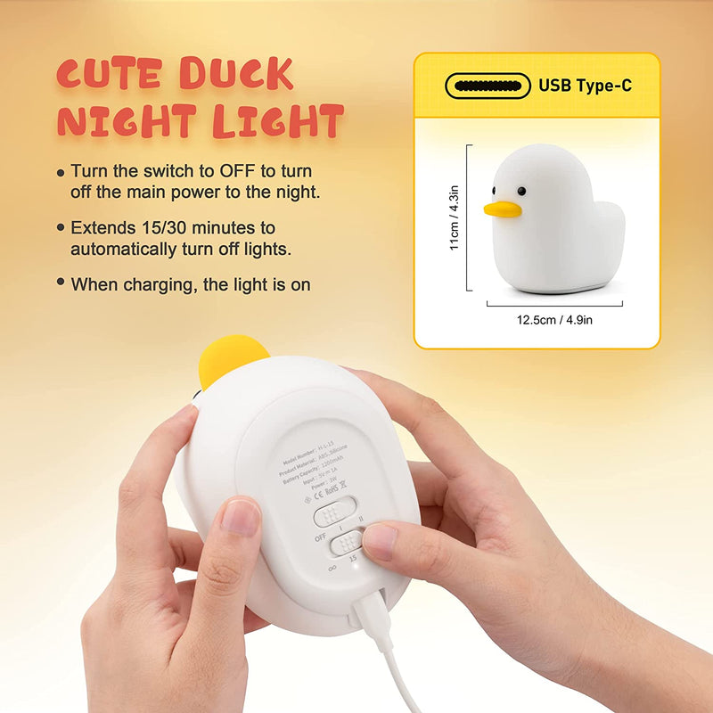UNEEDE LED Benson Duck Night Light, Cute Animal Silicone Nursery Night Light Rechargeable Table Lamp Bedside Lamp with Touch Sensor for Baby Girls Women Bedrooms, Living Room Home & Garden > Lighting > Night Lights & Ambient Lighting UNEEDE   