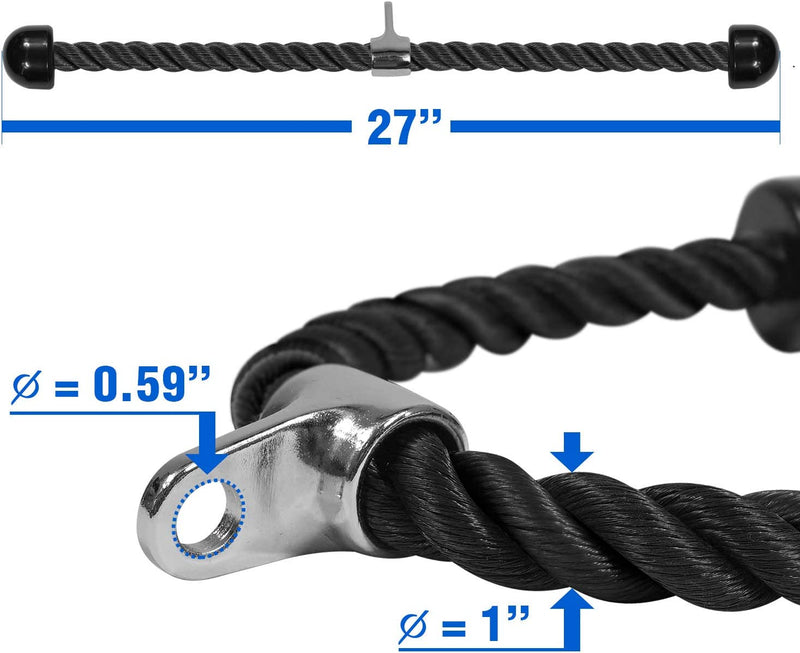 Yes4All Deluxe Tricep Rope Cable Attachment, 27 & 36 Inch with 4 Colors, Exercise Machine Attachments Pulley System Gym Pull down Rope with Carabiner Sporting Goods > Outdoor Recreation > Fishing > Fishing Rods Yes4All   