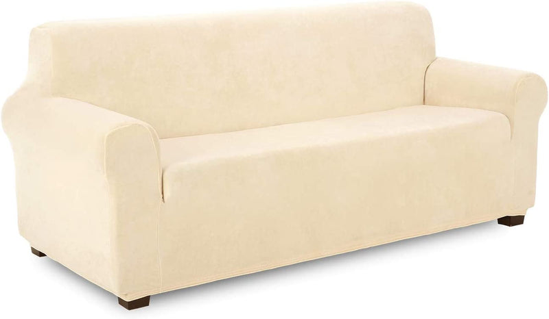 TIANSHU Velvet Sofa Cover,1 Piece Soft Plush Couch Cover for 3 Cushion Couch, Antislip Stylish Fleece Sofa Slipcover, Machine Washable Furniture Protector Cover for Couch.(Sofa,Ivory) Home & Garden > Decor > Chair & Sofa Cushions TIANSHU Ivory Large 