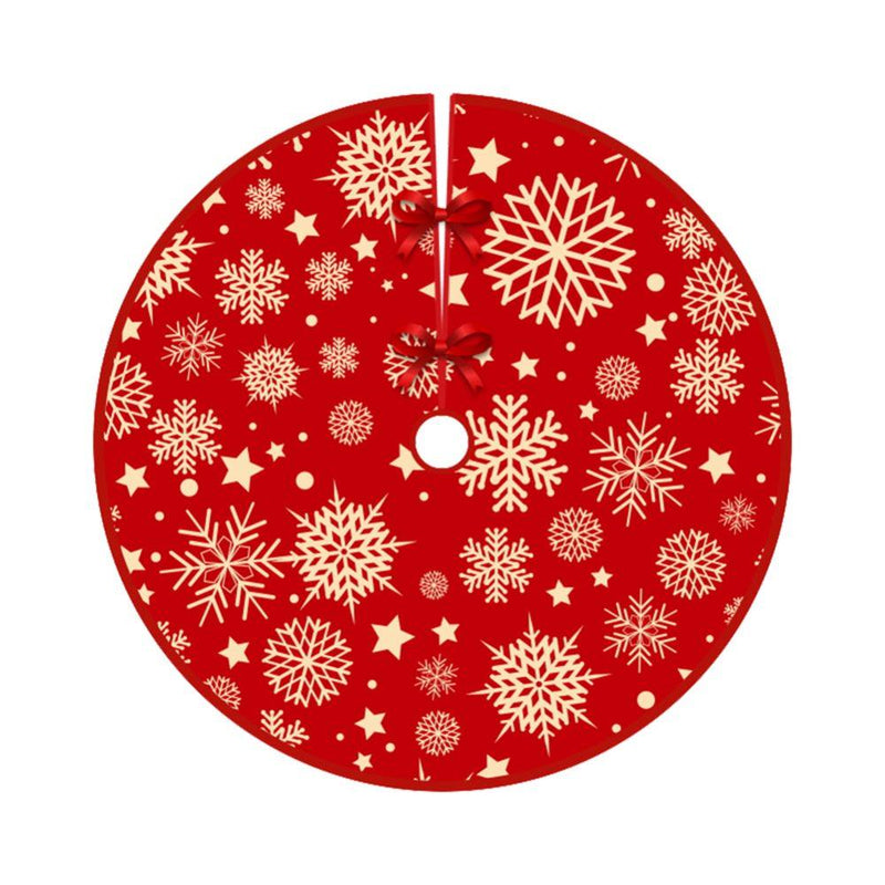 Christmas Tree Skirt Red Xmas Tree Ornaments Snowman Reindeers Snowflake Christmas Tree Mat for Hoilday Party Home Decorations 36 Inches