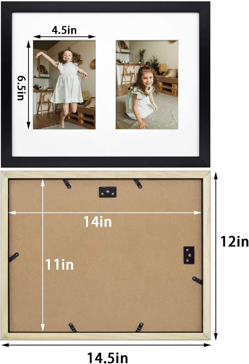 Golden State Art, 11X14 Black Photo Wood Collage Frame with Tempered Glass and White Mat Displays (2) 5X7 Pictures Home & Garden > Decor > Picture Frames Golden State Art   