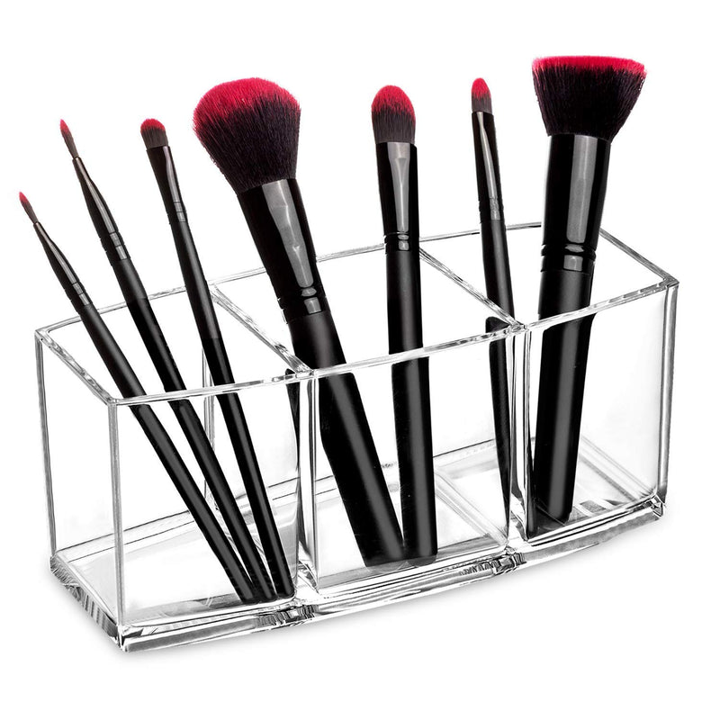 Hblife Clear Makeup Brush Holder Organizer, Acrylic Cosmetic Brushes Storage with 3 Slots, Eyeliners Display Case for Vanity Home & Garden > Household Supplies > Storage & Organization HBlife   