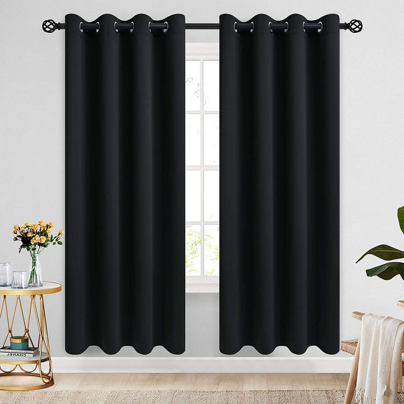 COSVIYA Grommet Blackout Room Darkening Curtains 84 Inch Length 2 Panels,Thick Polyester Light Blocking Insulated Thermal Window Curtain Dark Green Drapes for Bedroom/Living Room,52X84 Inches Home & Garden > Decor > Window Treatments > Curtains & Drapes COSVIYA Black 52W x 72L 