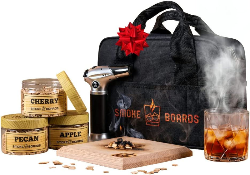 Smoke Board’S Old Fashioned Cocktail Smoker Kit with Torch - Whiskey/Bourbon Drink Infuser with Three Wood Chips, Smoker Kit Includes, Mixing Glass, Smoke Board, and Torch Lighter, Butane Not Included Home & Garden > Kitchen & Dining > Barware Smoke Boards   