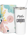 Sassycups Mother of the Groom Cup | Engraved Vacuum Insulated Stainless Steel Tumbler with Straw for Groom'S Mom | Engagement Gifts | Mother of the Groom Gifts| Bridal Party Travel Mug Home & Garden > Kitchen & Dining > Tableware > Drinkware SassyCups White, Black/Gold  