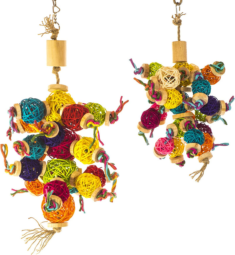 Birds LOVE Natural Foraging Bird Cage Toy Colorful W Vine Balls Wood Paper Rope Lots of Fun to Chew for Large Birds Macaws Cockatoos Animals & Pet Supplies > Pet Supplies > Bird Supplies > Bird Toys Birds LOVE   